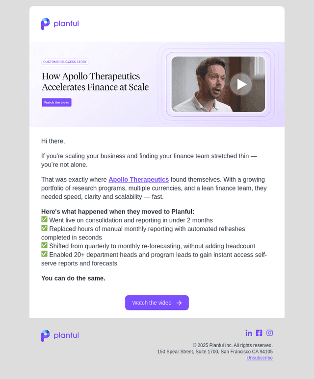 Planful email from Mon, Dec 1, 2025