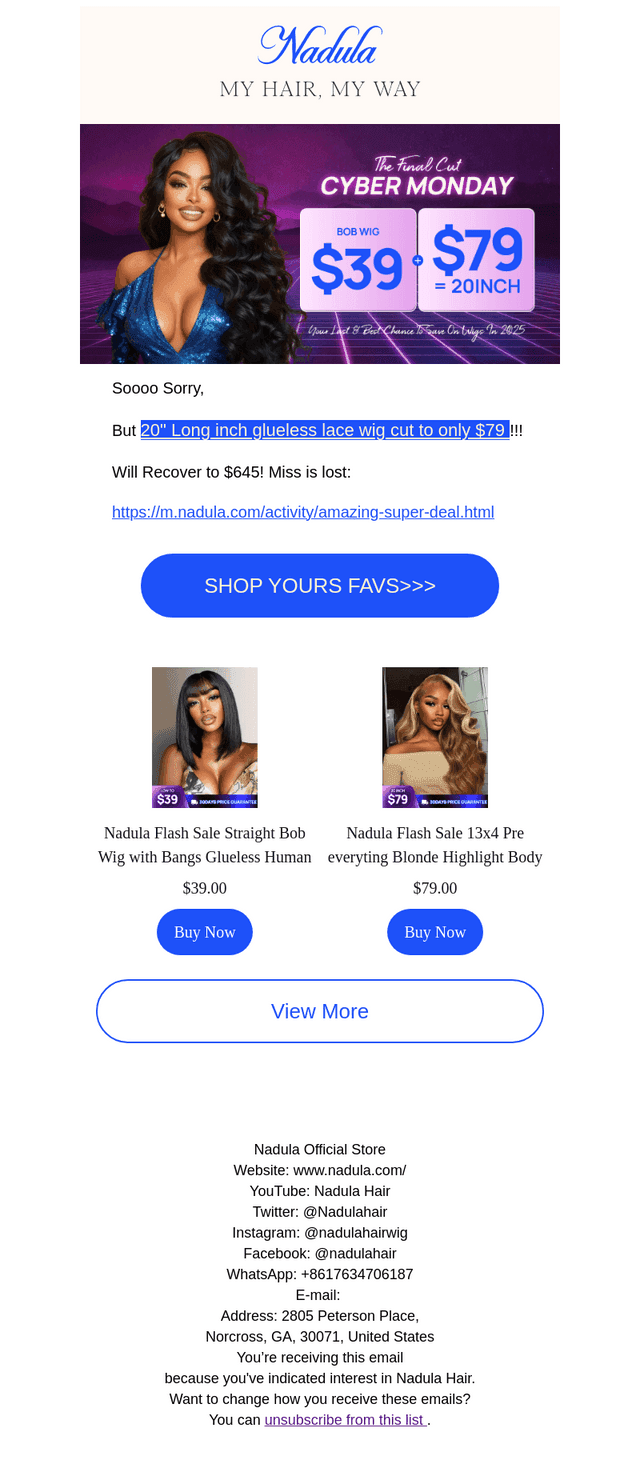 Congrats, You've hit by $39 wig!