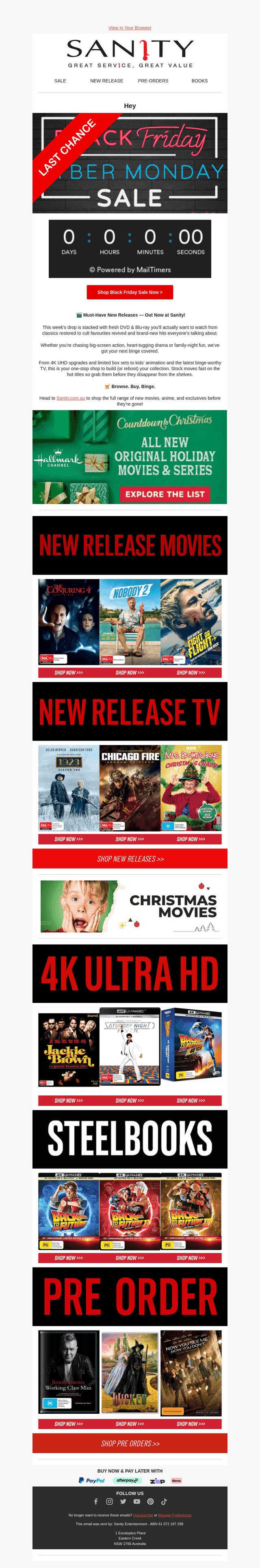 Sanity email from Mon, Dec 1, 2025