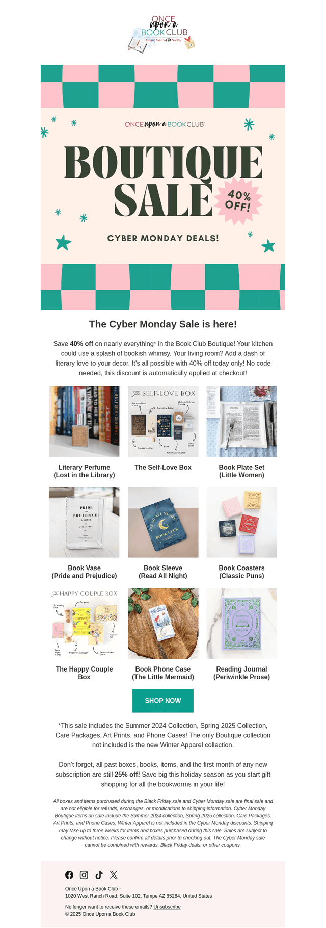 Once Upon A Book Club email from Mon, Dec 1, 2025