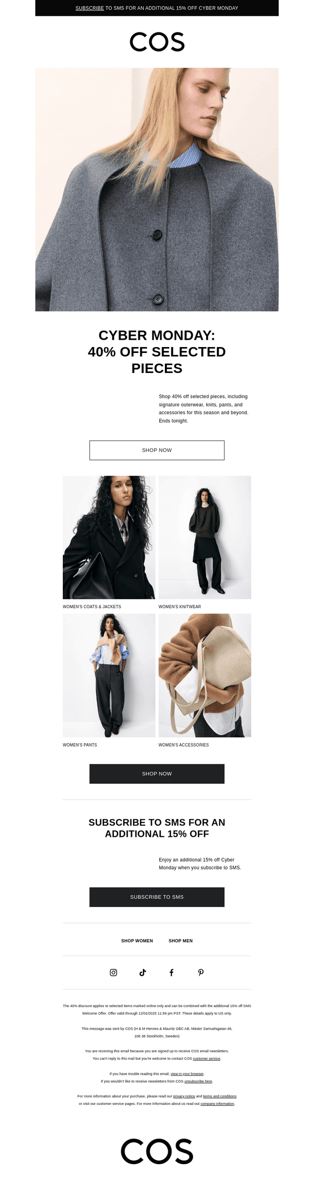Cyber Monday: 40% off selected pieces