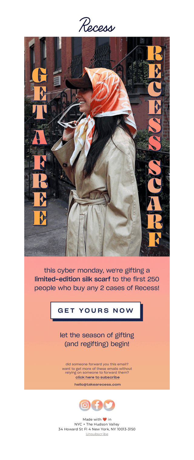 free Recess silk scarf!