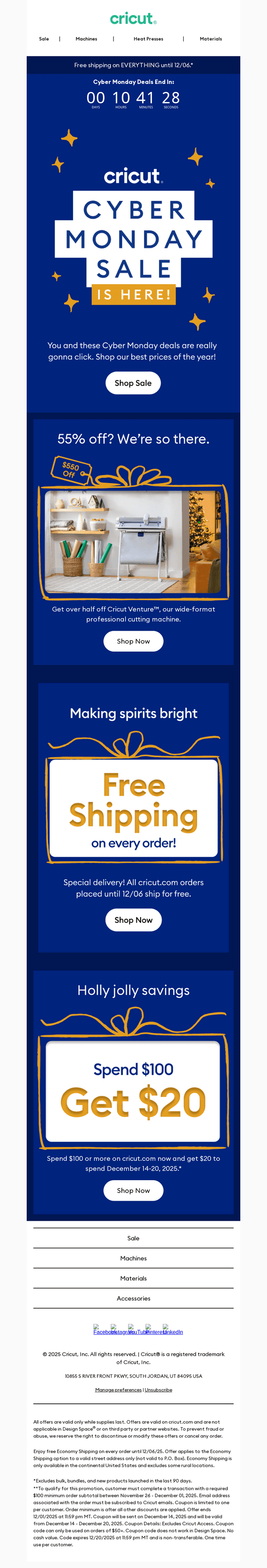 Cricut email from Mon, Dec 1, 2025