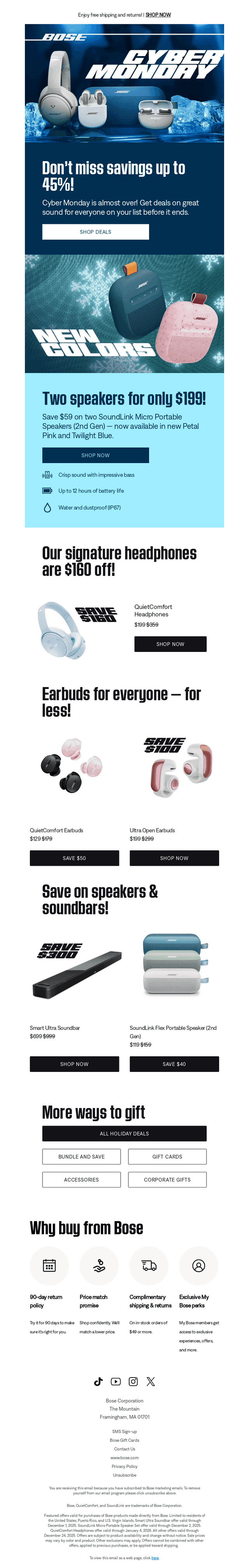 Bose email from Mon, Dec 1, 2025