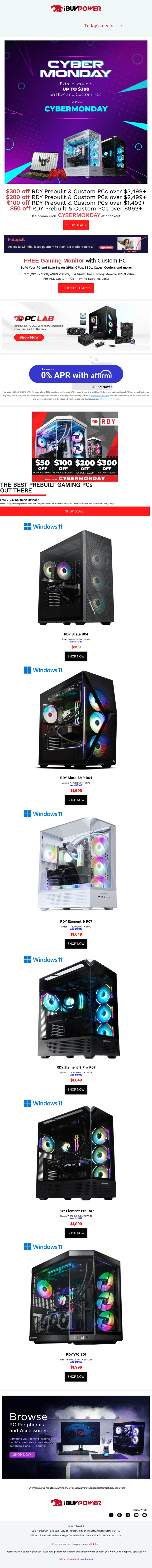 iBUYPOWER email from Mon, Dec 1, 2025