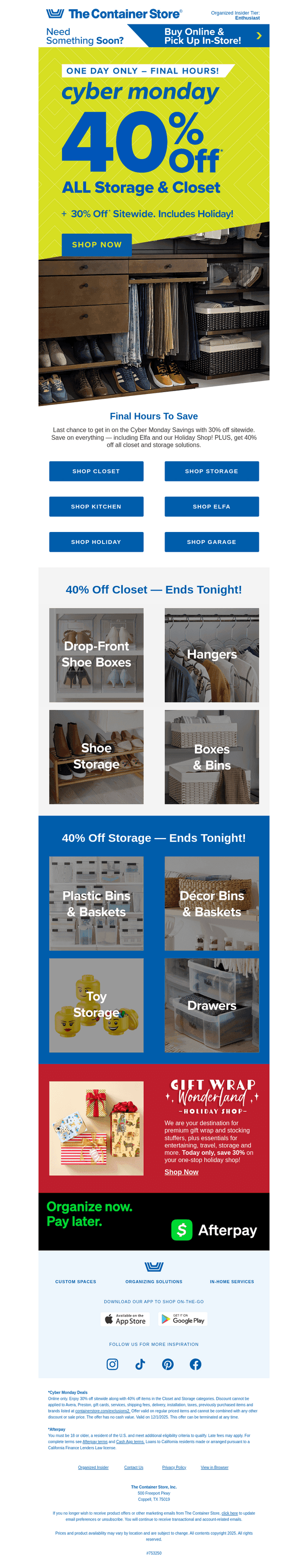 The Container Store email from Mon, Dec 1, 2025