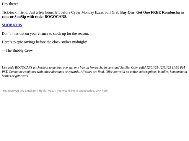 Final hours: BOGO FREE