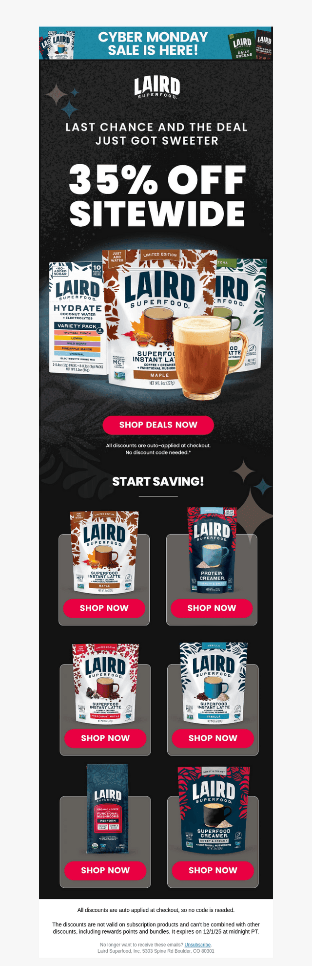 Laird Superfood email from Tue, Dec 2, 2025