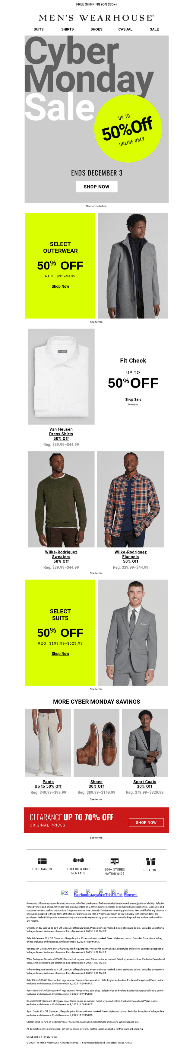 Men's Wearhouse email from Tue, Dec 2, 2025