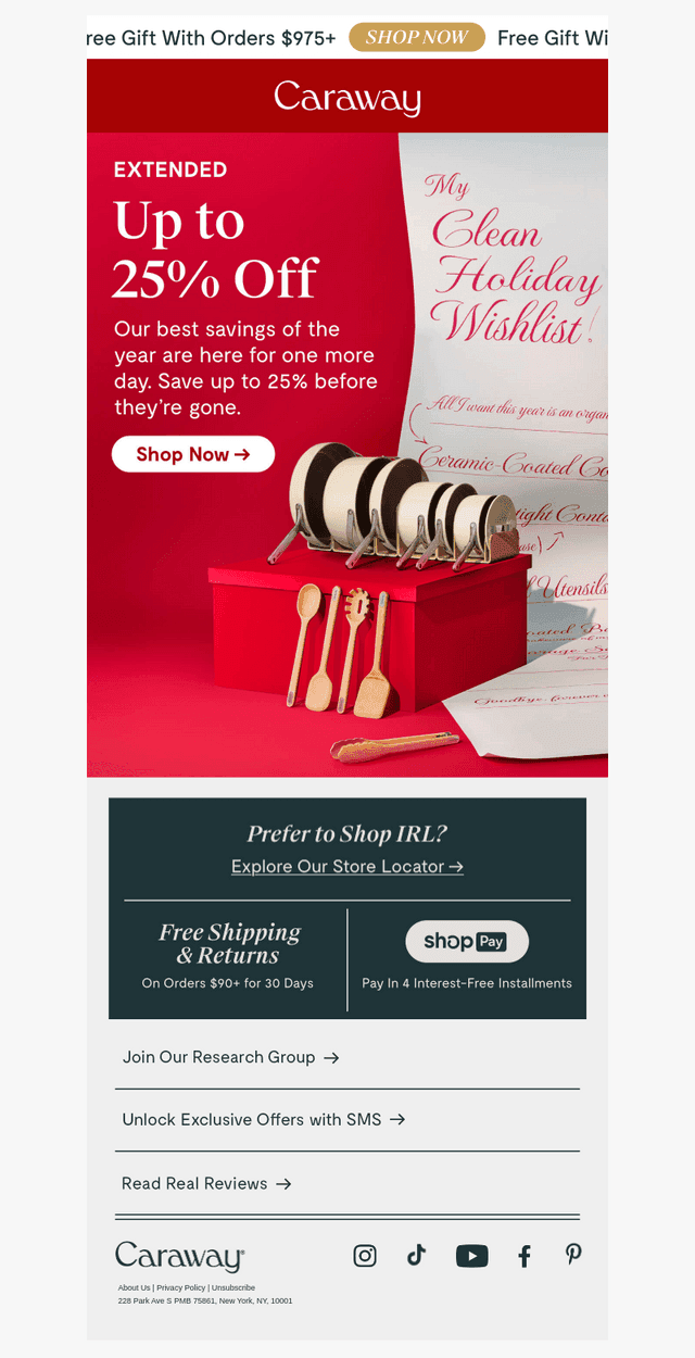 Caraway email from Tue, Dec 2, 2025