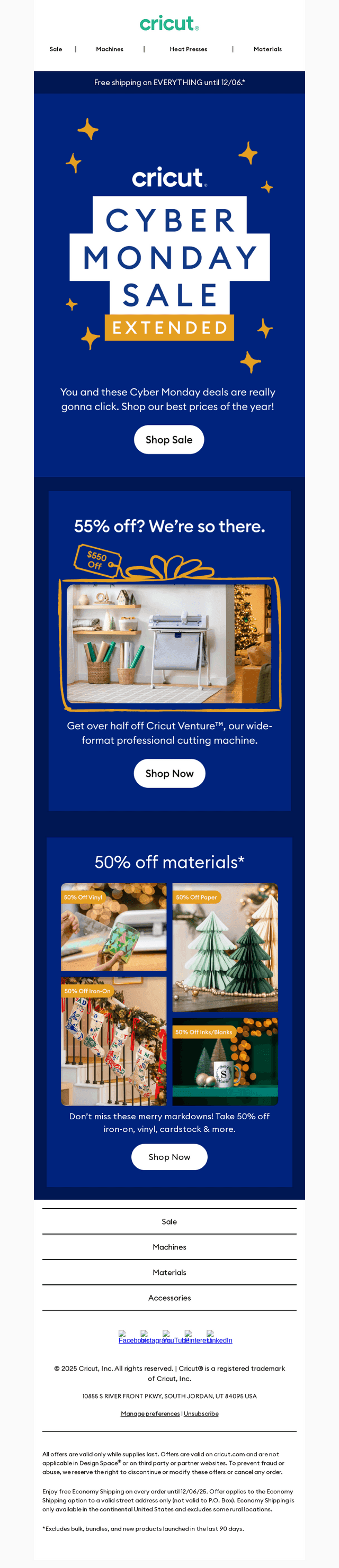 Cricut email from Tue, Dec 2, 2025