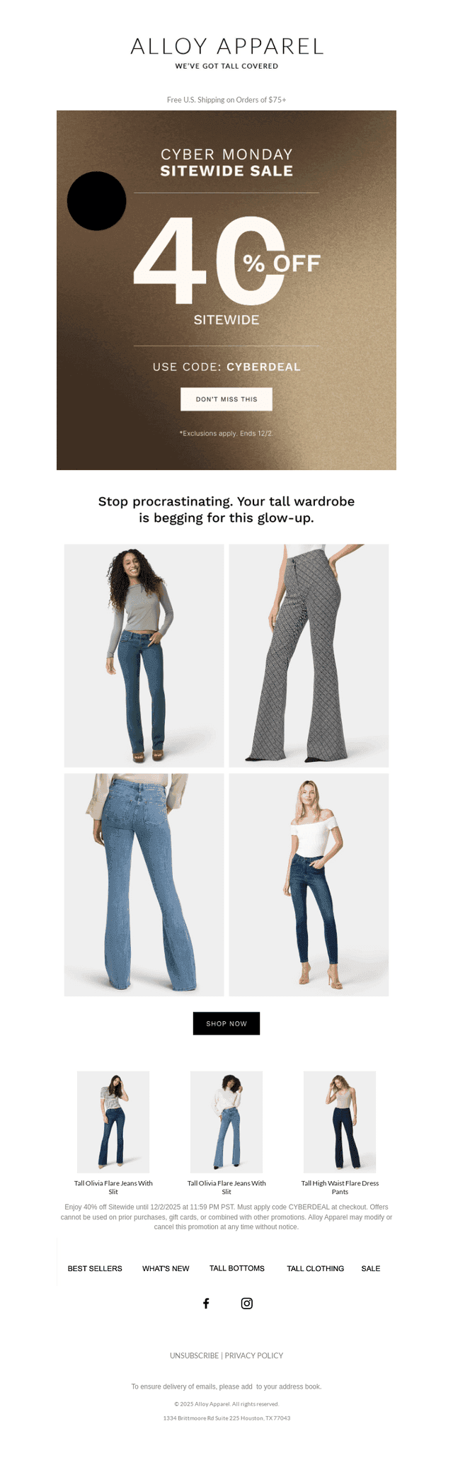 Alloy Apparel email from Tue, Dec 2, 2025