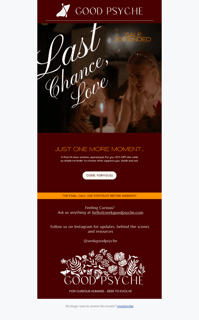 Last Chance for 31% off sitewide