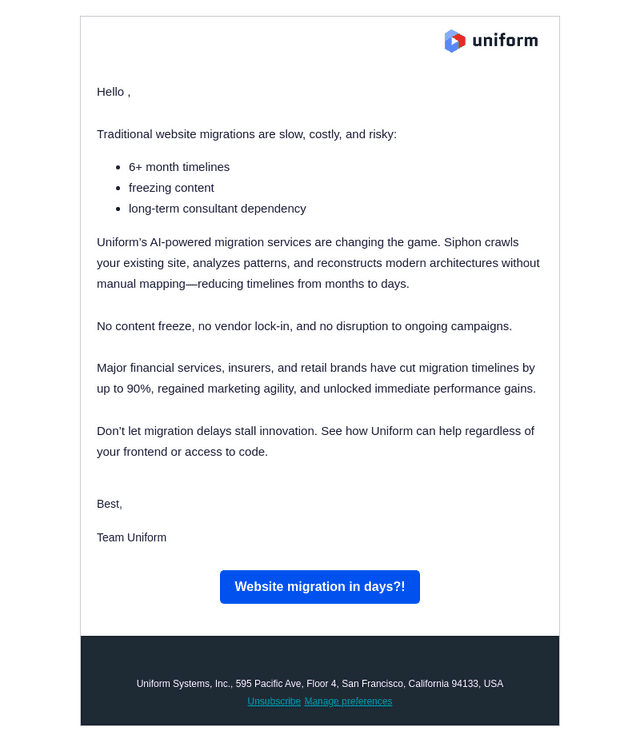 Migrate your company's website in days, not quarters
