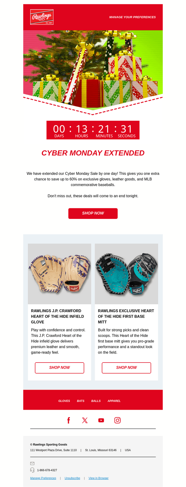 Rawlings Sporting Goods email from Tue, Dec 2, 2025