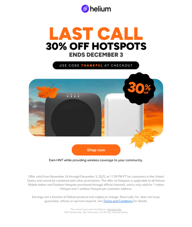 Hours left to save 30% on Hotspots