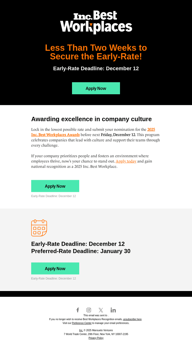 Early Rate Ends Next Friday—Apply for Best Workplaces