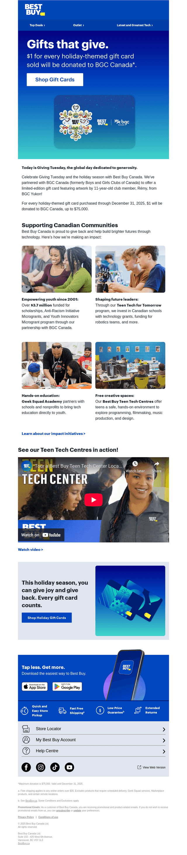 Best Buy Canada email from Tue, Dec 2, 2025