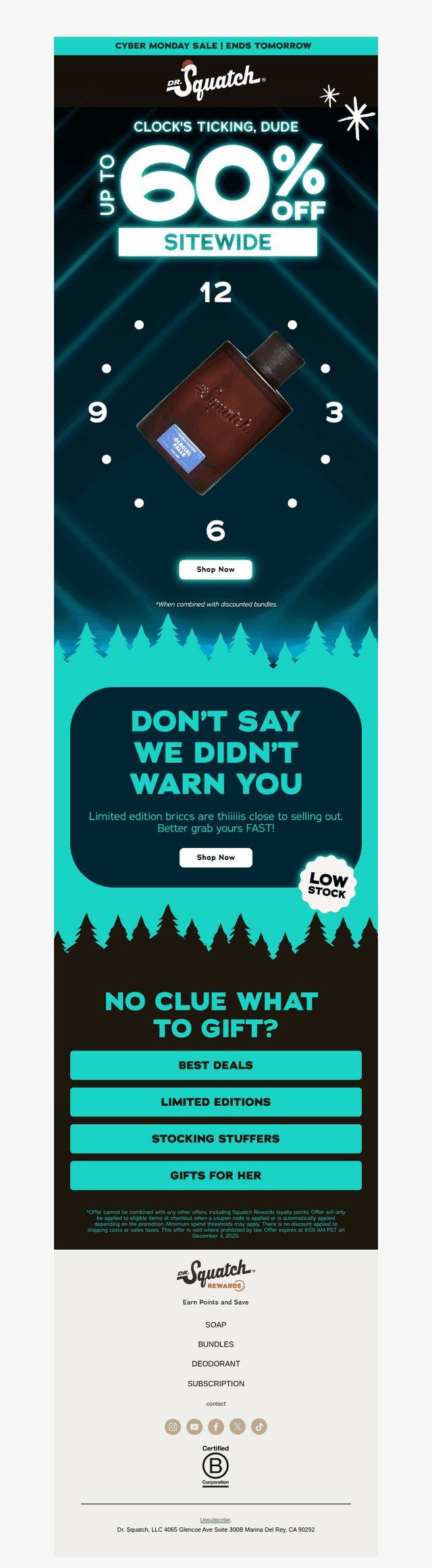 Dr. Squatch email from Tue, Dec 2, 2025