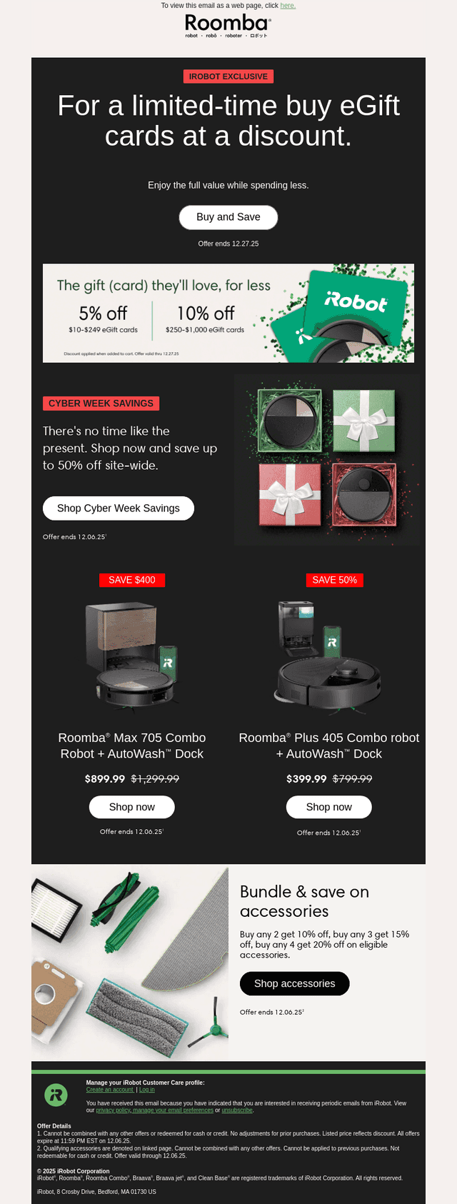 iRobot email from Tue, Dec 2, 2025