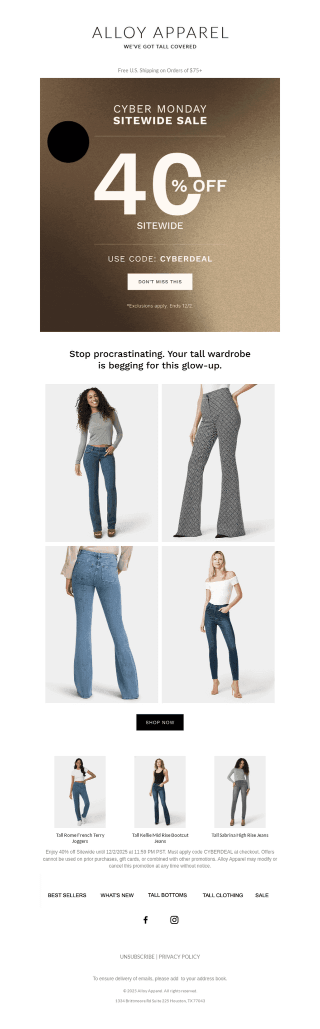 Alloy Apparel email from Tue, Dec 2, 2025