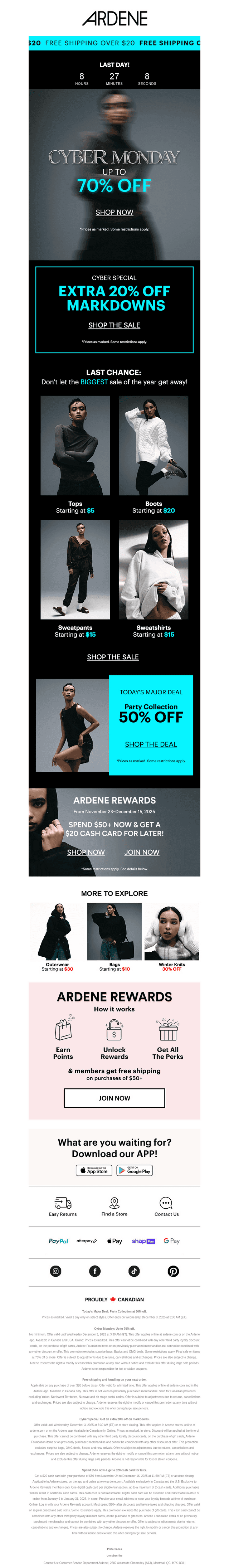 Ardene email from Wed, Dec 3, 2025