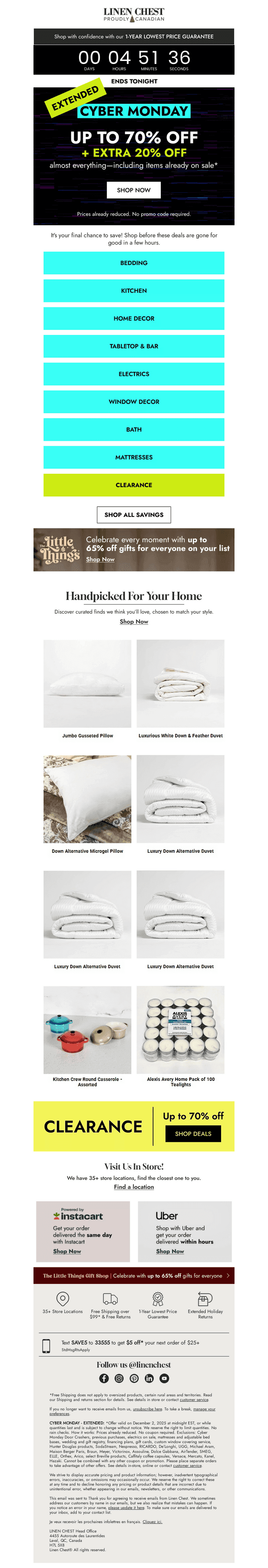 Linen Chest email from Wed, Dec 3, 2025
