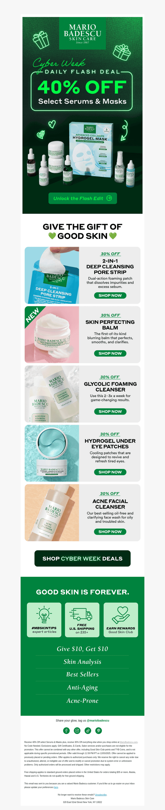 Mario Badescu Skin Care email from Wed, Dec 3, 2025