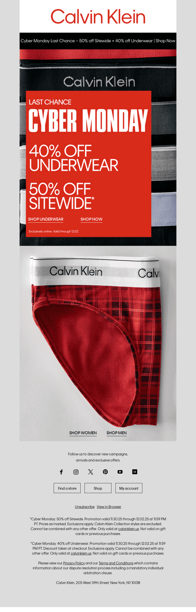 Calvin Klein email from Wed, Dec 3, 2025