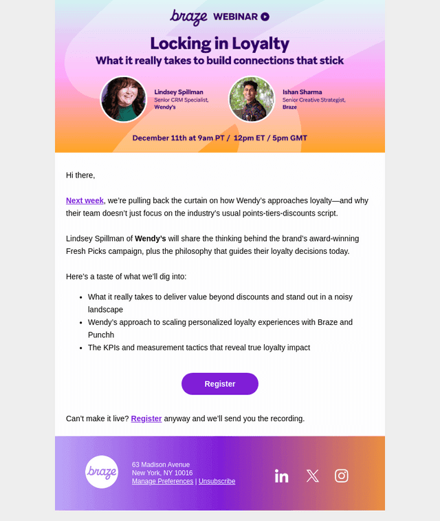 Braze email from Wed, Dec 3, 2025
