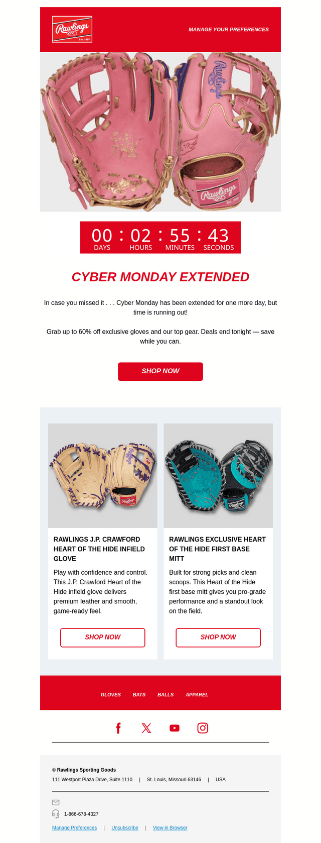 Rawlings Sporting Goods email from Wed, Dec 3, 2025