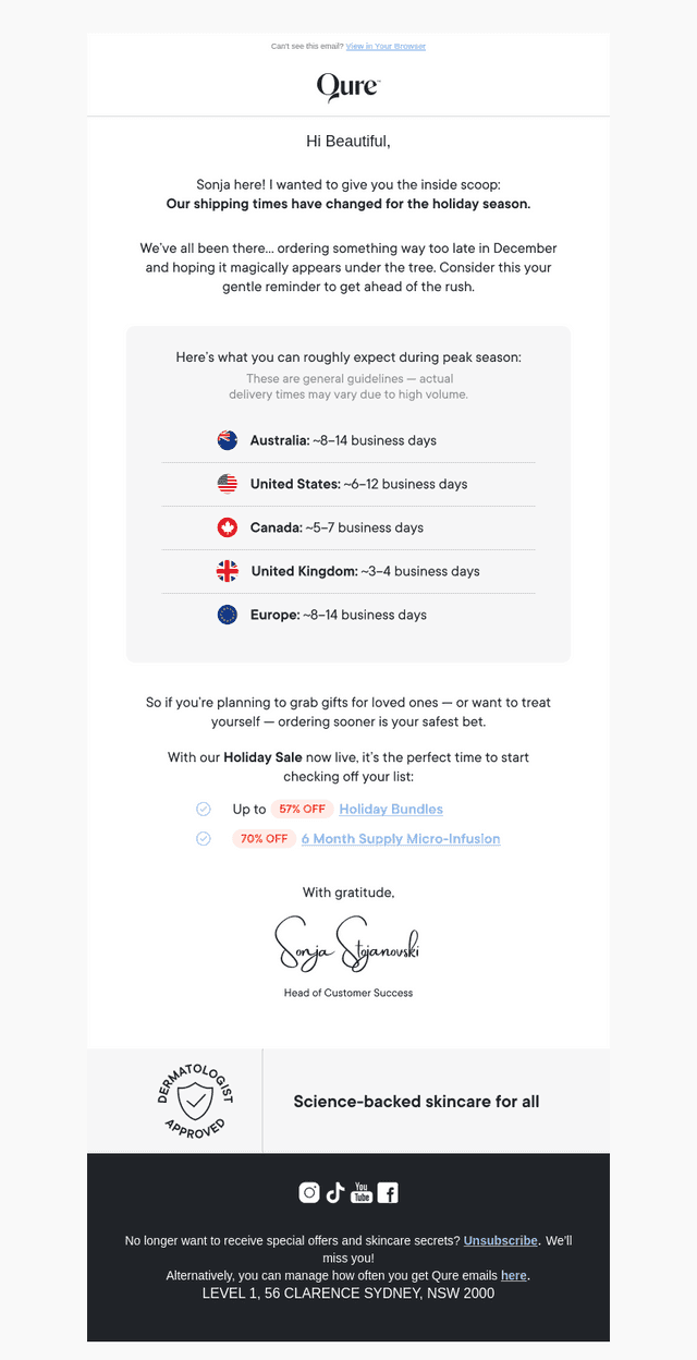 Important shipping update, Beautiful!