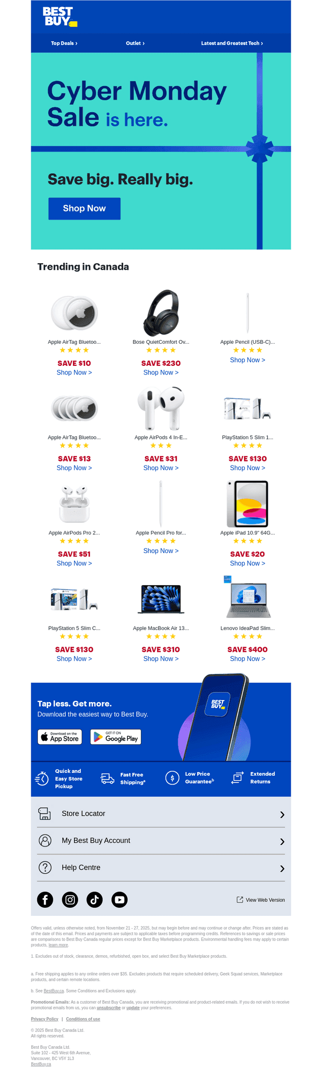 Best Buy Canada email from Wed, Dec 3, 2025