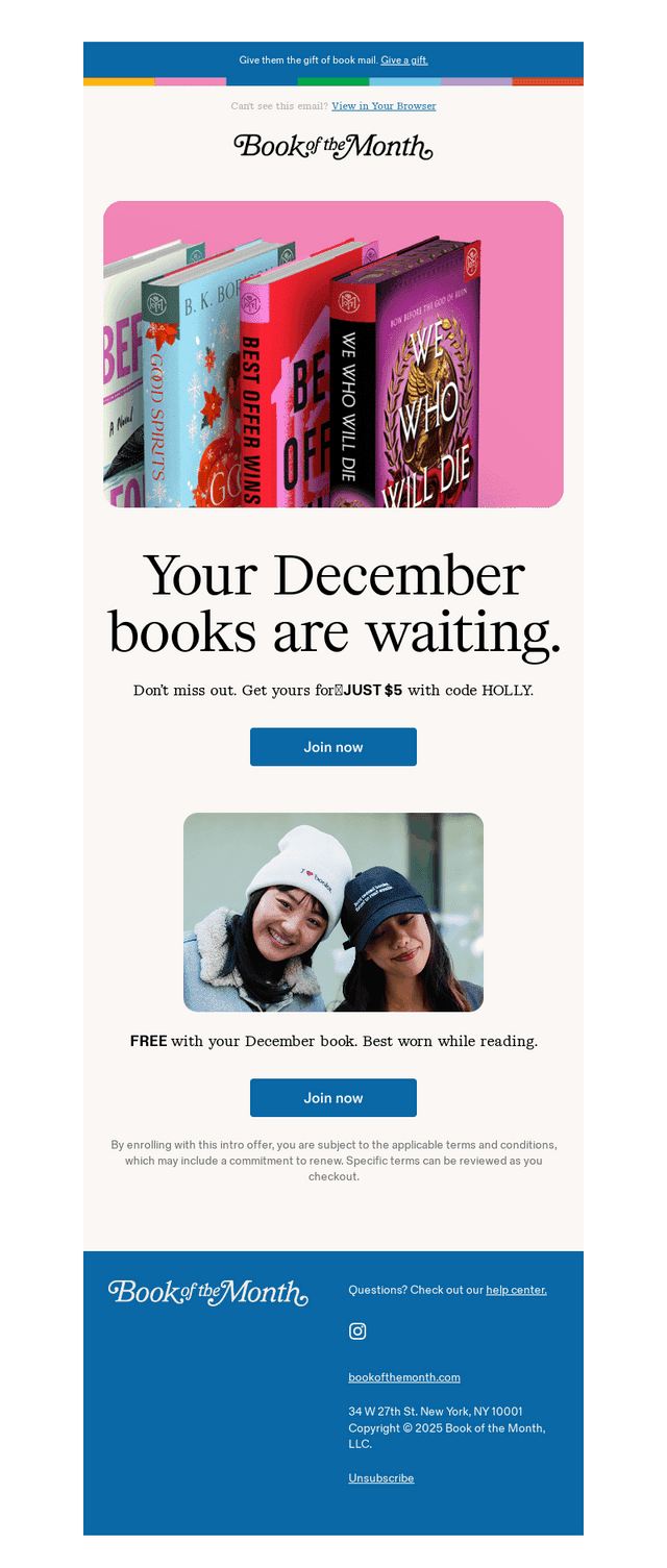 Book of the Month email from Wed, Dec 3, 2025