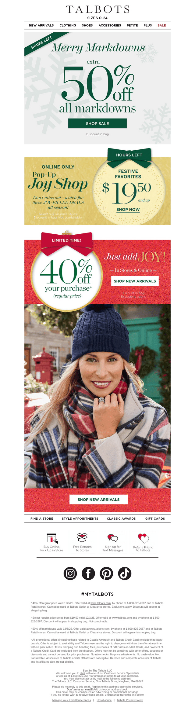 EXTRA 50% off markdowns ENDS SOON!