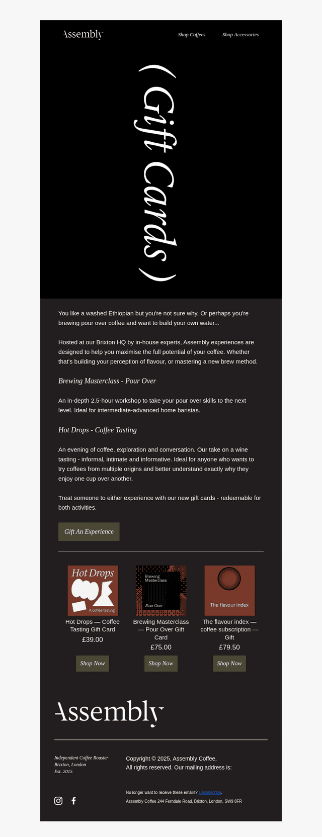 Assembly Coffee email from Wed, Dec 3, 2025