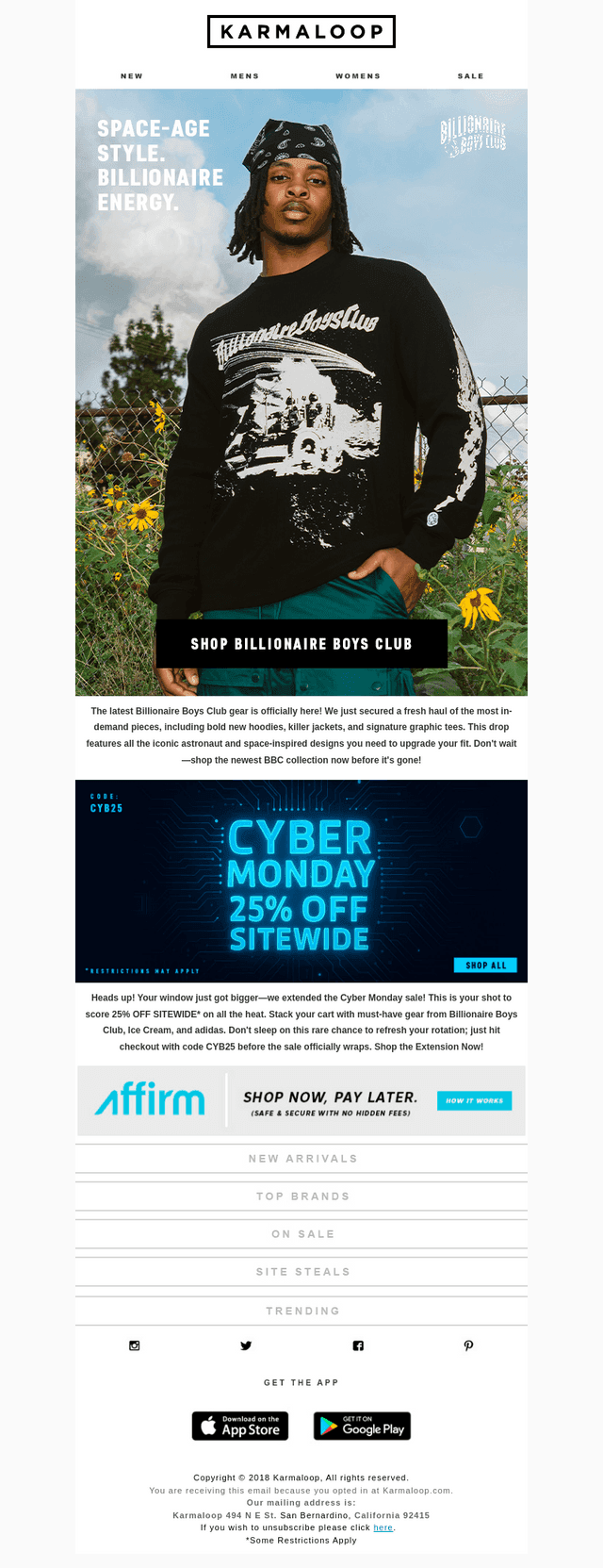 Karmaloop email from Wed, Dec 3, 2025
