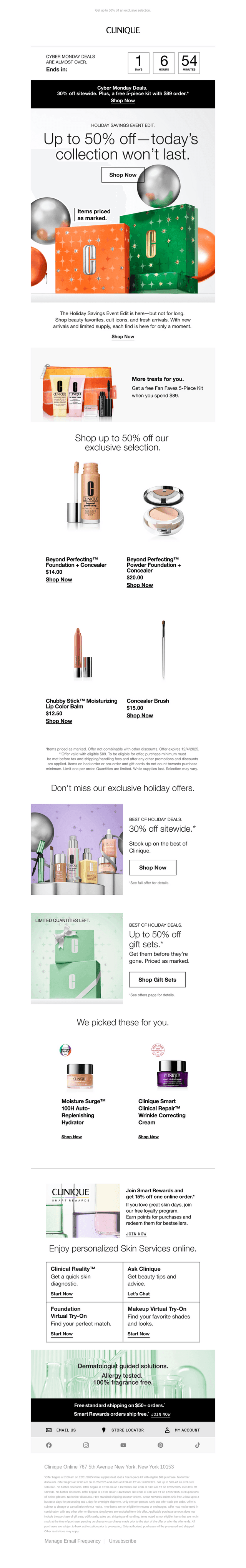 Clinique email from Wed, Dec 3, 2025