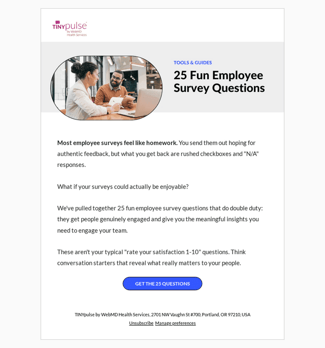 TINYpulse email from Thu, Dec 4, 2025