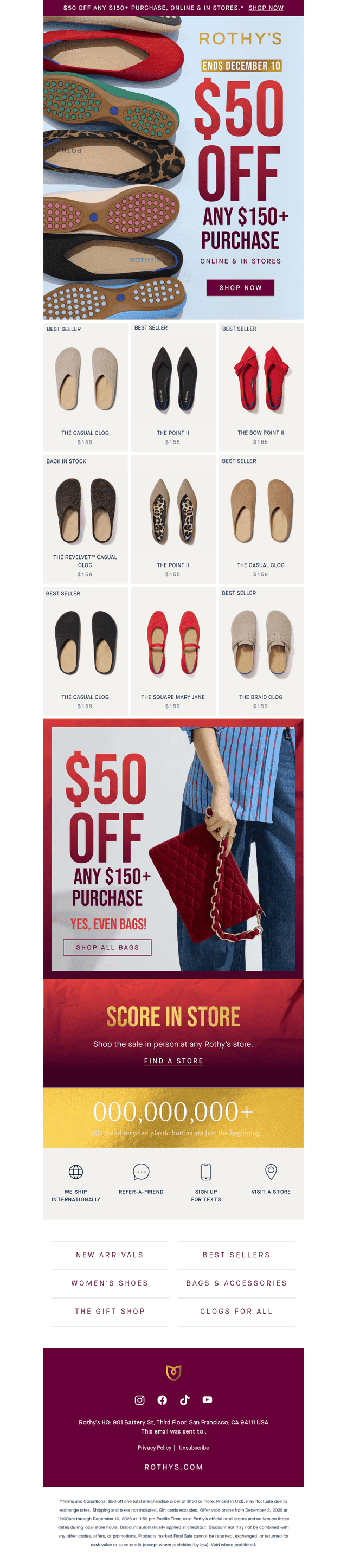 $50 off $150, including NEW arrivals!