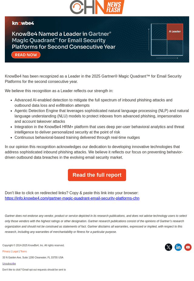 KnowBe4 Named a Leader in Gartner® Magic Quadrant™ for Email Security Platforms