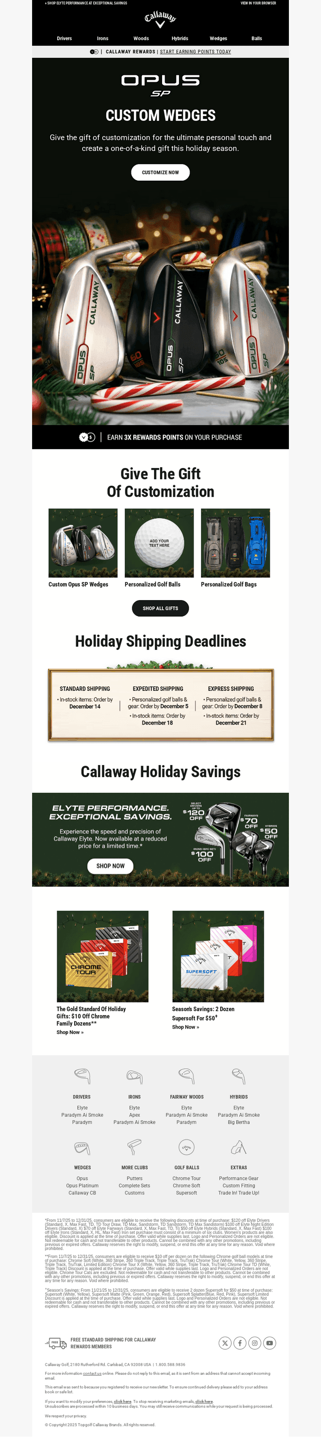 Callaway Golf email from Thu, Dec 4, 2025