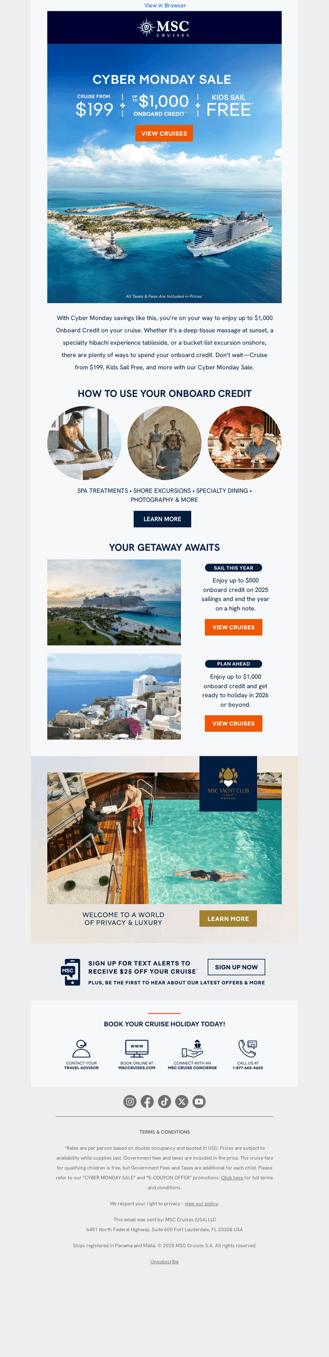 MSC Cruises email from Thu, Dec 4, 2025