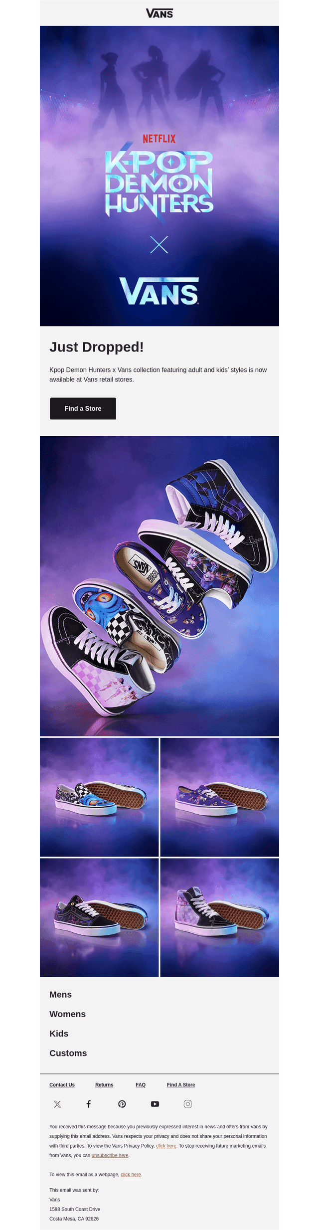 Vans email from Fri, Dec 5, 2025