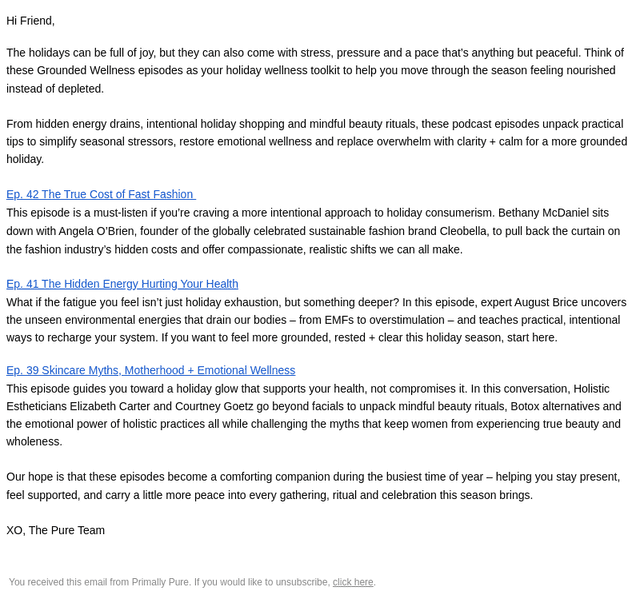 Primally Pure Skincare email from Fri, Dec 5, 2025