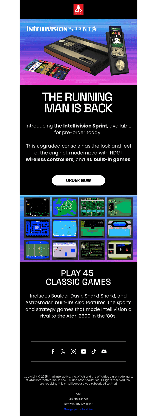 Atari email from Fri, Dec 5, 2025