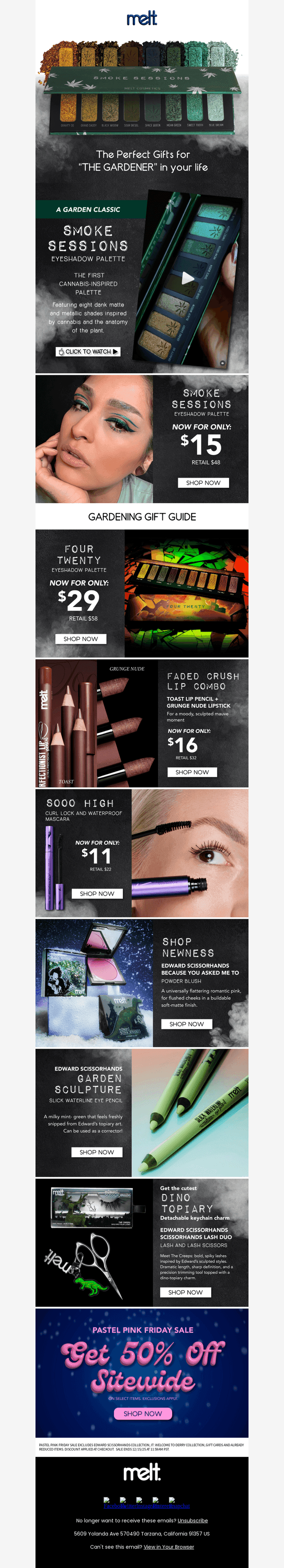 Melt Cosmetics email from Sat, Dec 6, 2025
