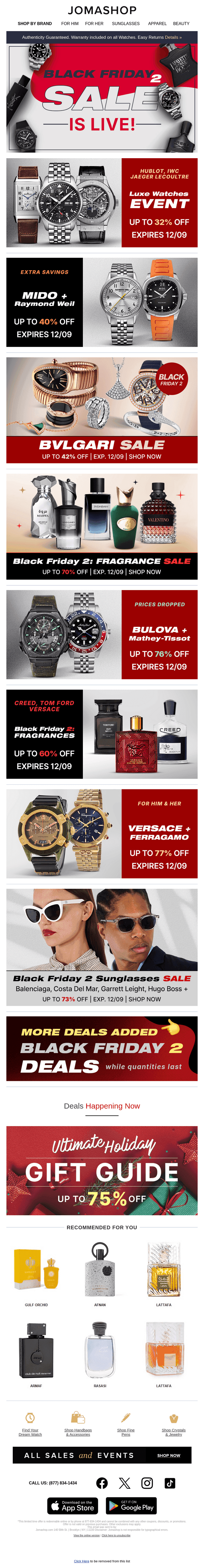 Jomashop email from Sat, Dec 6, 2025