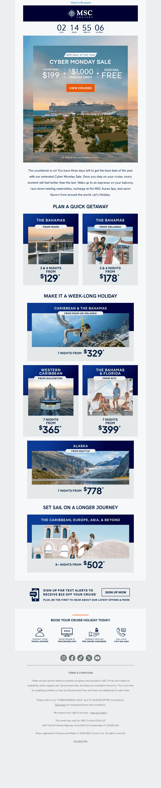 MSC Cruises email from Sat, Dec 6, 2025