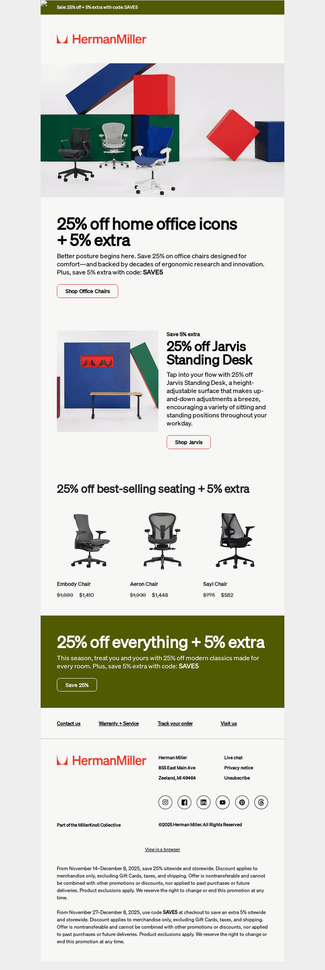 25% off ergonomic essentials + 5% extra